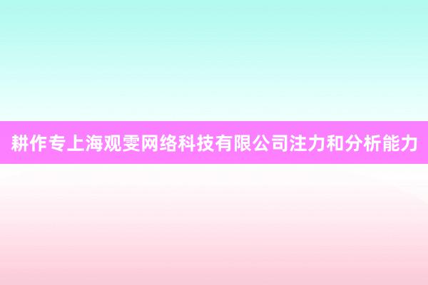 耕作专上海观雯网络科技有限公司注力和分析能力